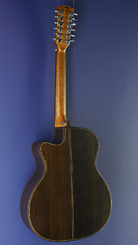 Merida, 12-saitige Gitarre Zeder, Palisander, Cutaway, Pickup, R&uuml;ckansicht
