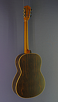 H&ouml;fner Classic Steelstring Series, matt lackierte Akustikgitarre in Konzert-Form mit massiver Zederdecke und Lorbeer an Zargen und Boden, mit Pickup, in Deutschland gebaut, R&uuml;ckansicht
