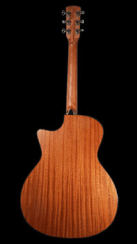 You&grave;s, matt lackierte Akustikgitarre in Auditorium-Form mit massiver Fichtendecke und Mahagoni an Boden und Zarge, Cutaway, R&uuml;ckseite
